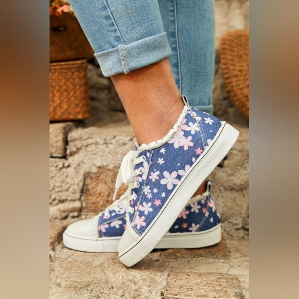 Boutique Floral Design Sneakers Tennis Shoes